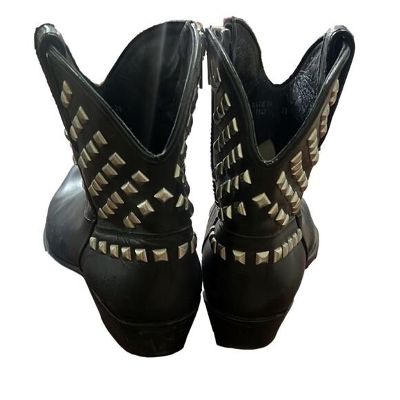 GOLDEN GOOSE STUDDED ANKLE BIKER COWGIRL WESTERN BLACK LEATHER BOOTS SIZE 38 - Picture 2 of 6